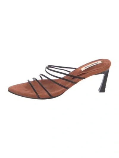 Pre-owned Reike Nen Suede Slides In Black/brown