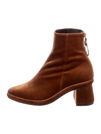 Pre-owned Reike Nen Velvet Boots In Orange