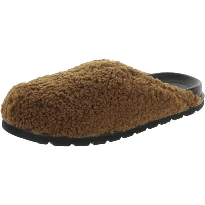 Reike Nen Womens Faux Fur Slip On Slide Slippers In Brown