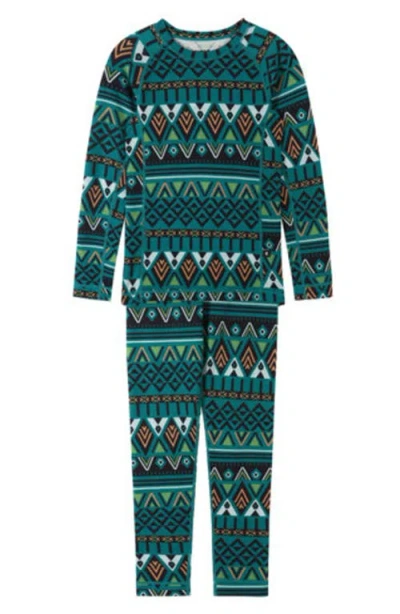 Reima Kids' Taitoa Thermal Top & Pants Set In Deeper Green