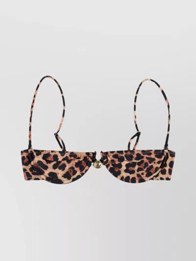 Reina Olga Adjustable Straps Gold-tone Underwire Tie-side Bikini In Ghepardo Print