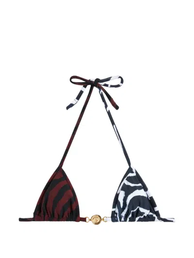 Reina Olga Animal-print Bikini Top In Black