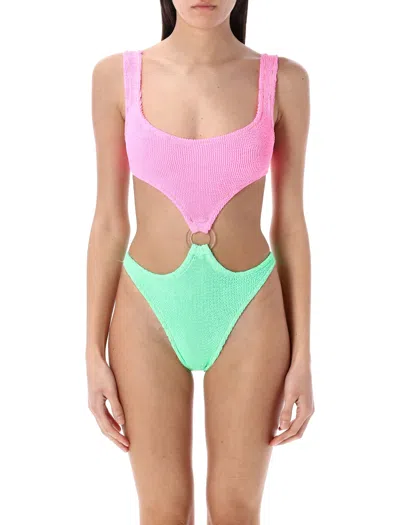 Reina Olga Augusta Crinkle Cut Out Beachwear In Multicolor