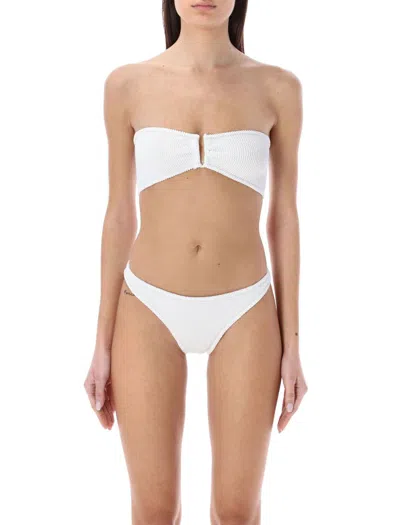 Reina Olga Ausilia Scrunch Bikini Set In White