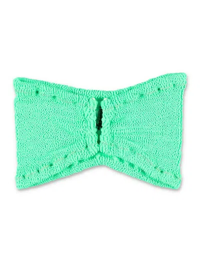 Reina Olga Ausilia Scrunch Bikini Top In Neon Green