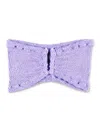 Reina Olga Strapless Bandeau Bikini Top In Textured Fabric In Purple