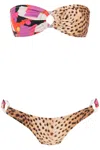 Reina Olga Bandcamp Bandeau Mix-print Bikini In Multicolor