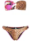 Reina Olga Bandcamp Bandeau Mix-print Bikini In Multicolor