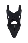 Reina Olga 'exotica' Black One-piece Swimsuit With Cut-out And Cross-strap In Black