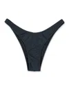 Reina Olga Brigitte Mid Rise Bikini Bottom With Adjustable Straps In Black