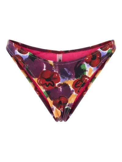 Reina Olga Printed Stretch Nylon Brigitte Bikini Bottom In Multi