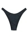 Reina Olga Brigitte Mid Rise Bikini Bottom With Adjustable Straps In Black