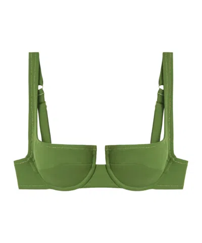 Reina Olga Brigitte Underwired Bikini Top Beachwear In Green