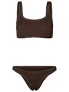Reina Olga Ginny Scrunch Sleeveless Bikini Set In Brown