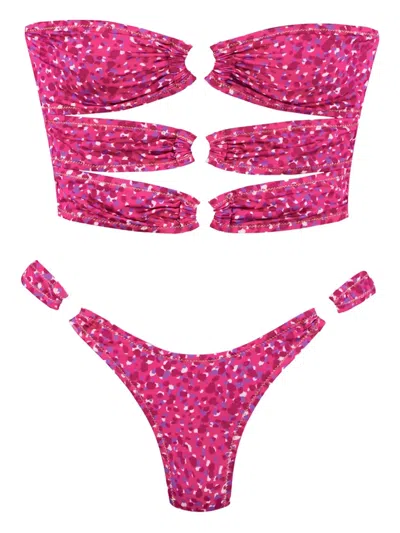 Reina Olga Cage Ring-detail Bikini In Pink