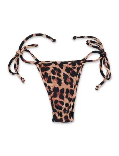 Reina Olga Skimpy Leopard Print Bikini Bottom In Brown