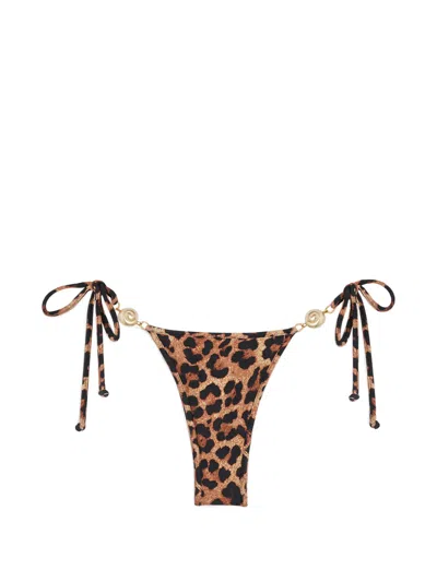Reina Olga Carioca Splash Leopard-print Bikini Bottoms In Multi