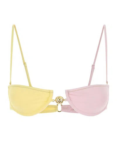 Reina Olga Adjustable Straps Color-block Tie-side Bikini In Multicolor