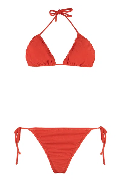 Reina Olga Concetta Triangle Bra Mini Bikini In Red