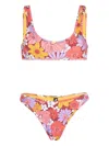 Reina Olga Coolio Floral-print Bikini Set In Orange