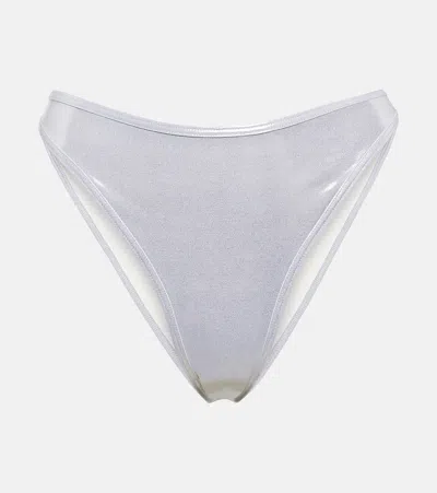 Reina Olga Coolio Lamé Bikini Bottoms In Silver Lame