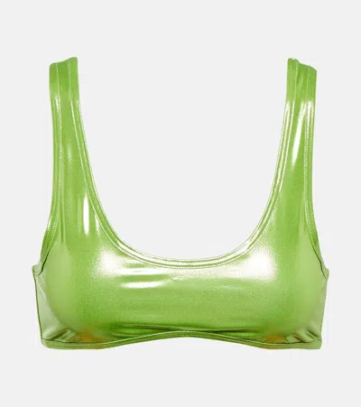 Reina Olga Coolio Lamé Bikini Top In Apple Lame