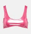 Reina Olga Coolio Lamé Bikini Top In Barbie Pink Lame