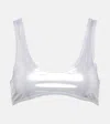 Reina Olga Coolio Lamé Bikini Top In Silver Lame