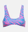 Reina Olga Coolio Printed Bikini Top In Blue Pink Zeebra