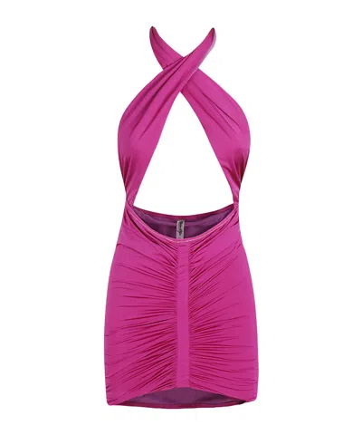 Reina Olga Stallion Crisscross Cutout Mini Dress In Purple