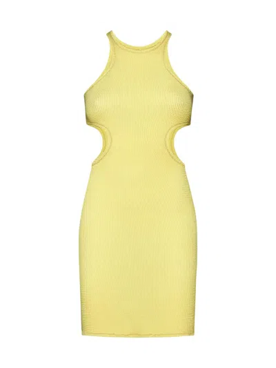 Reina Olga Ele Cut-outs Mini Dress In Pastel Yellow