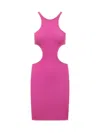 Reina Olga Ele Mini Dress With Cut-out Detailing In Fuchsia Technical Fabric Woman In Purple