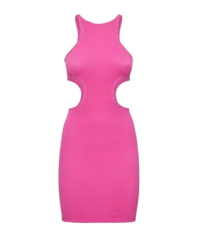 Reina Olga Embossed Elastic Mini Dress In Pink