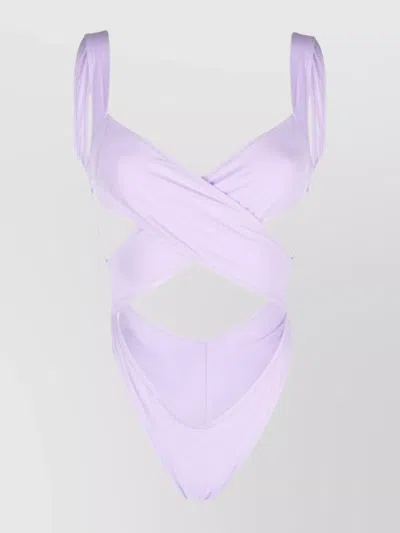 Reina Olga Exotic High-leg Cut Wrap Bikini In Purple