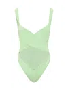 Reina Olga Exotica Cut-out Open Back Swimsuit In Green