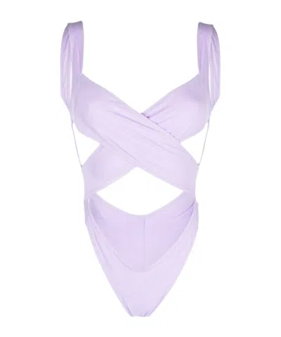 Reina Olga Exotic High-leg Cut Wrap Bikini In Purple