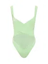 Reina Olga Exotica Cut-out Open Back Swimsuit In Green