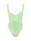 Reina Olga Exotica Cut-out Open Back Swimsuit In Faded Neon Green