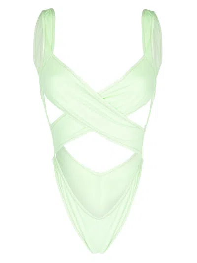 Reina Olga Crisscross Design Wrap Bikini In Green
