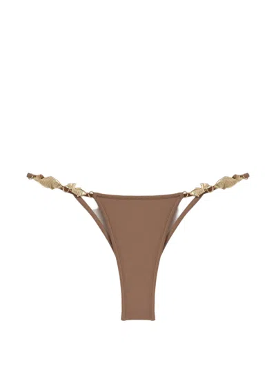Reina Olga Fish-charm Bikini Bottom In Brown