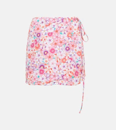 Reina Olga Pink Behati Cover Up Miniskirt In Pastel Flowers