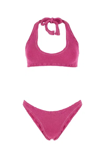 REINA OLGA REINA OLGA FUCHSIA STRETCH NYLON PILOU SET BIKINI