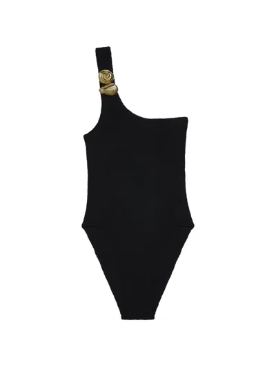Reina Olga One-shoulder One-piece Swimsuit In Black