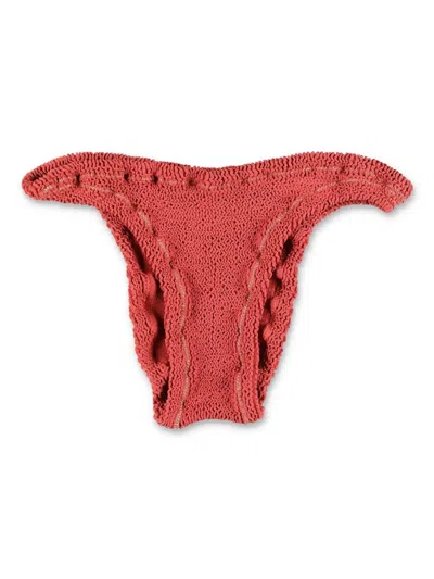 Reina Olga Ginny Brazilian Knit Bikini Bottom In Red