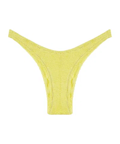 Reina Olga Ginny Crinkled Bikini Bottom In Yellow