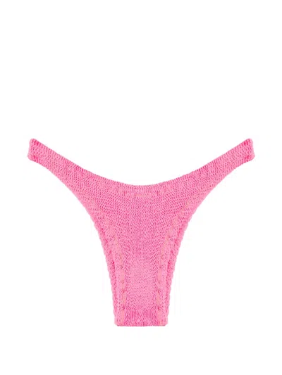 Reina Olga Ginny Crinkled Bikini Bottoms In Pink