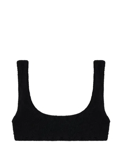 Reina Olga Ginny Crinkled Bikini Top In Black