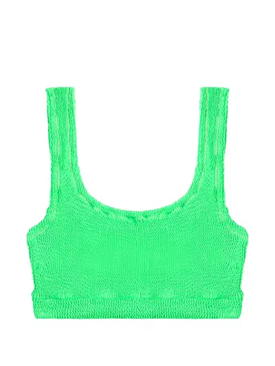 Reina Olga Ginny Crinkled Bikini Top In Green