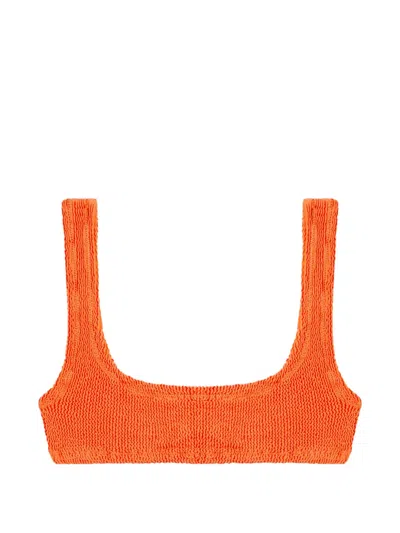 Reina Olga Ginny Crinkled Bikini Top In Orange