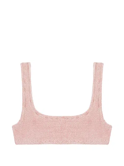 Reina Olga Ginny Crinkled Bikini Top In Pink